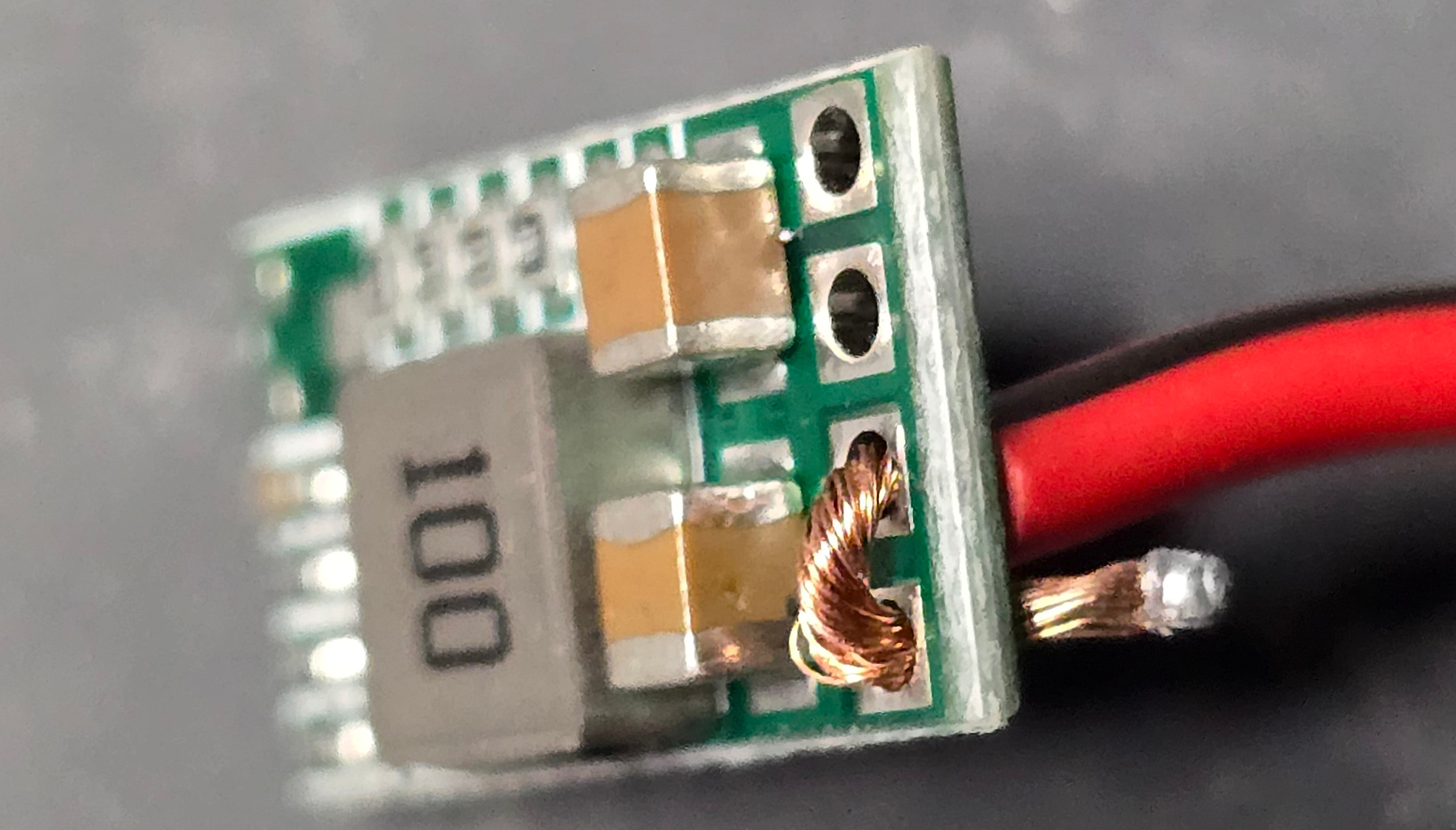 Side view of positive wire placement